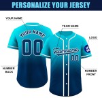 Custom Logo Sublimation Baseball Softball Jerseys Breathable Anti-Bacterial Quick Dry Full Button Gradient Color Polyester