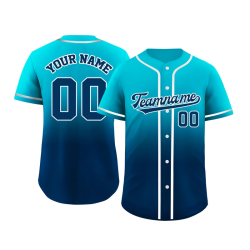 Custom Logo Sublimation Baseball Softball Jerseys Breathable Anti-Bacterial Quick Dry Full Button Gradient Color Polyester