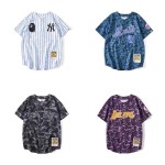 Kids Fashion Breathable Baseball Jersey Set Camouflage Strip Printed Hip Hop Street Short Sleeve T-shirt for Children