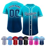 Custom Logo Sublimation Baseball Softball Jerseys Breathable Anti-Bacterial Quick Dry Full Button Gradient Color Polyester