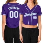 Custom Color Text Baseball Jersey for Women Teen Girls Crop Top Sports Wear Softball Cricket Shirt with Sublimation Printing