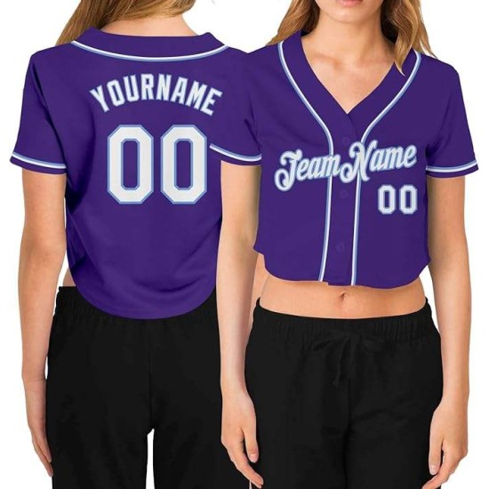 Custom Color Text Baseball Jersey for Women Teen Girls Crop Top Sports Wear Softball Cricket Shirt with Sublimation Printing