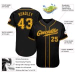 Custom Black Black-Old Gold Authentic Embroidered Sublimated Jersey Baseball Jersey Custom Black Black-Old Gold Authentic Embroidered Sublimated Jersey Baseball Jersey