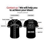 Custom 100% Polyester Sublimation Baseball Jersey Breathable Plus Size Blank Shirt