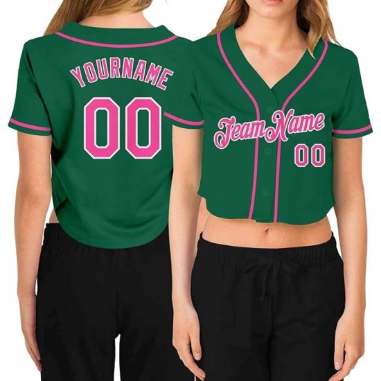 Custom Color Text Baseball Jersey for Women Teen Girls Crop Top Sports Wear Softball Cricket Shirt with Sublimation Printing