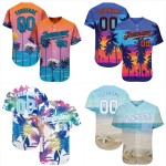 Custom Sublimated Unisex Baseball Jersey Tropical Wind Belt Style Pattern Breathable Comfortable Baseball Uniform