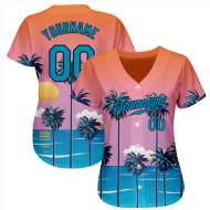 Custom Sublimated Unisex Baseball Jersey Tropical Wind Belt Style Pattern Breathable Comfortable Baseball Uniform