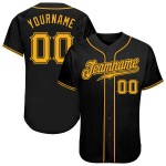 Custom Black Black-Old Gold Authentic Embroidered Sublimated Jersey Baseball Jersey Custom Black Black-Old Gold Authentic Embroidered Sublimated Jersey Baseball Jersey