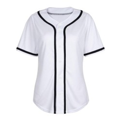 Hot Sale Custom Breathable Plus Size Polyester Sublimation Baseball Jerseys Button V-Neck Women's Short Sleeve Uniform