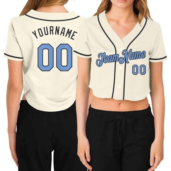 Custom Color Text Baseball Jersey for Women Teen Girls Crop Top Sports Wear Softball Cricket Shirt with Sublimation Printing