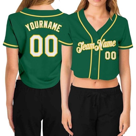 Custom Color Text Baseball Jersey for Women Teen Girls Crop Top Sports Wear Softball Cricket Shirt with Sublimation Printing
