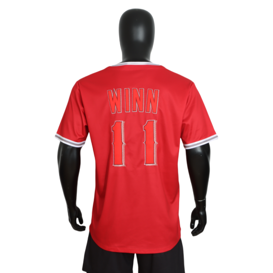 Wholesale Custom Logo New Style Red Embroidery Baseball Jersey V-Neck Adult Shirt in S-XXXL Sizes Sublimation Printed OEM/ODM