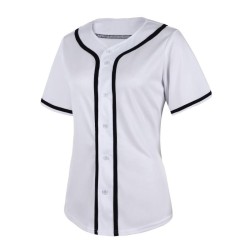 Hot Sale Custom Breathable Plus Size Polyester Sublimation Baseball Jerseys Button V-Neck Women's Short Sleeve Uniform