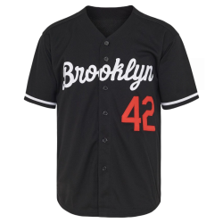OEM ODM Custom Logo Men's Black Baseball Jersey #42 Vintage Embroidered Retro Hip Hop Style Stitched Uniform