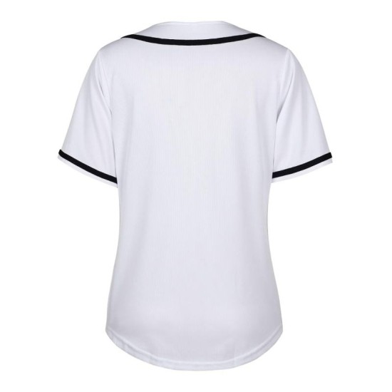 Hot Sale Custom Breathable Plus Size Polyester Sublimation Baseball Jerseys Button V-Neck Women's Short Sleeve Uniform